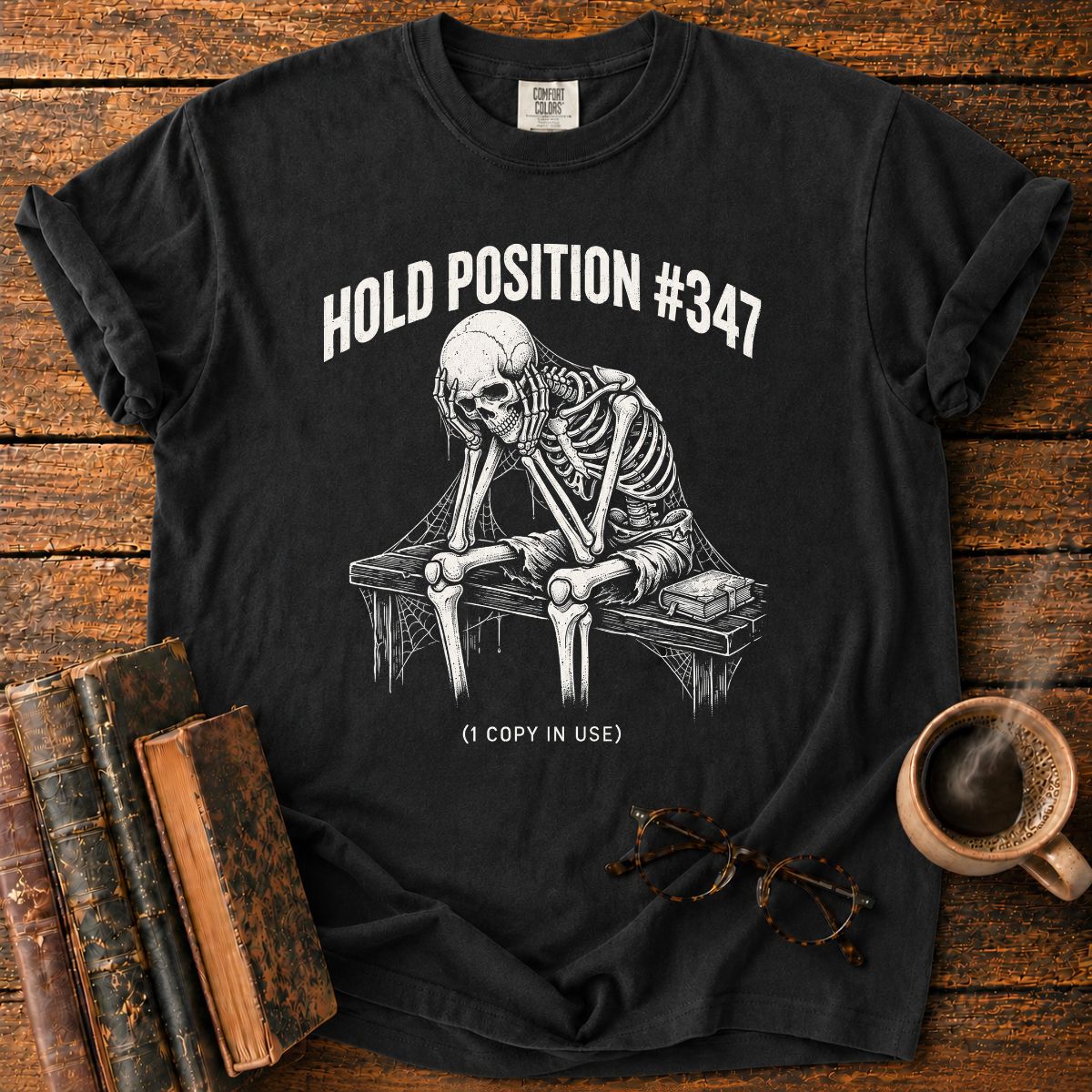 Library Hold Position Skeleton Funny T-Shirt