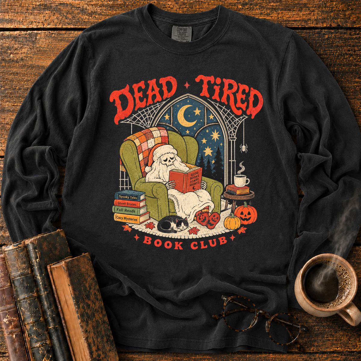 Dead Tired Book Club Skeleton LS T-Shirt
