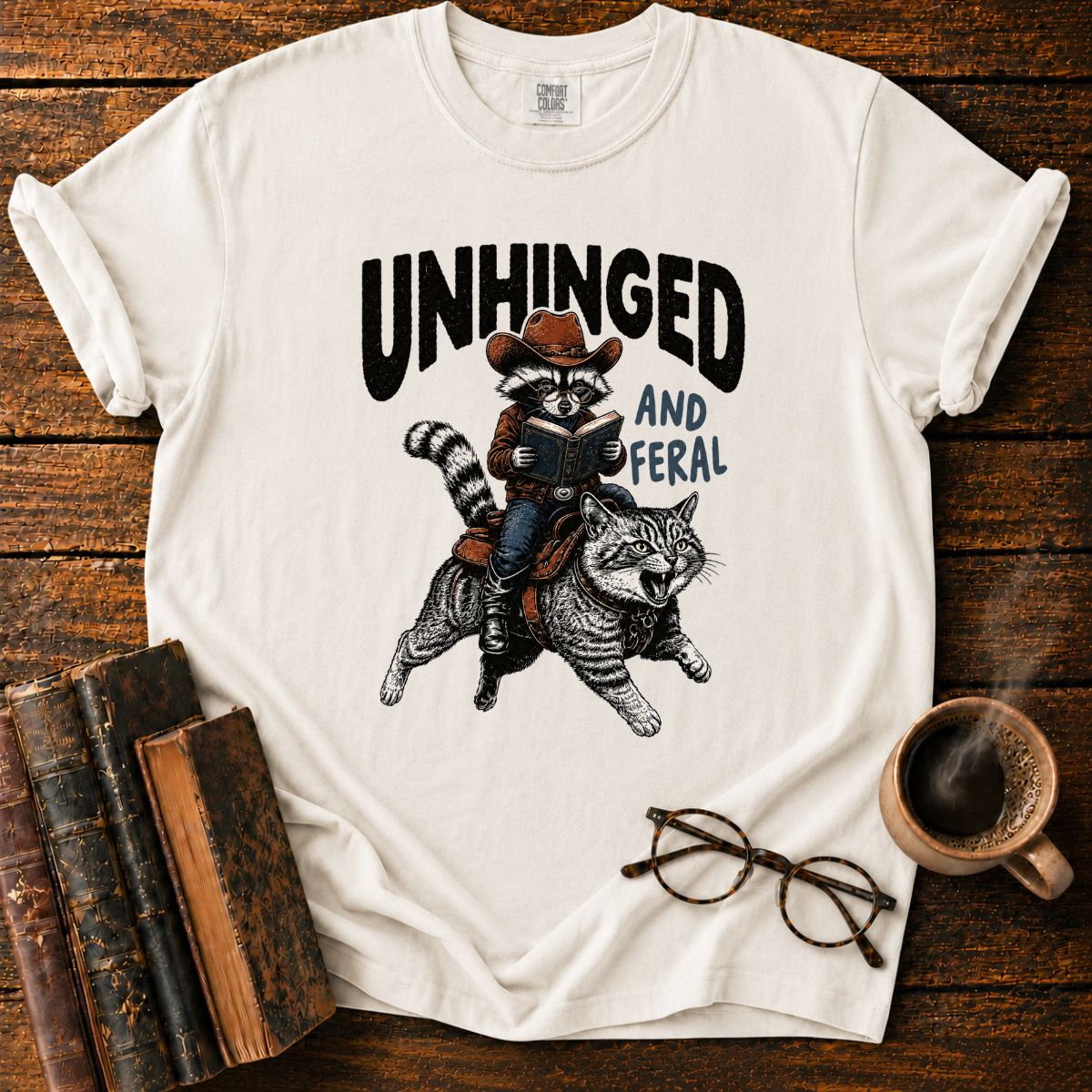 Unhinged Feral Raccoon Rider T-Shirt