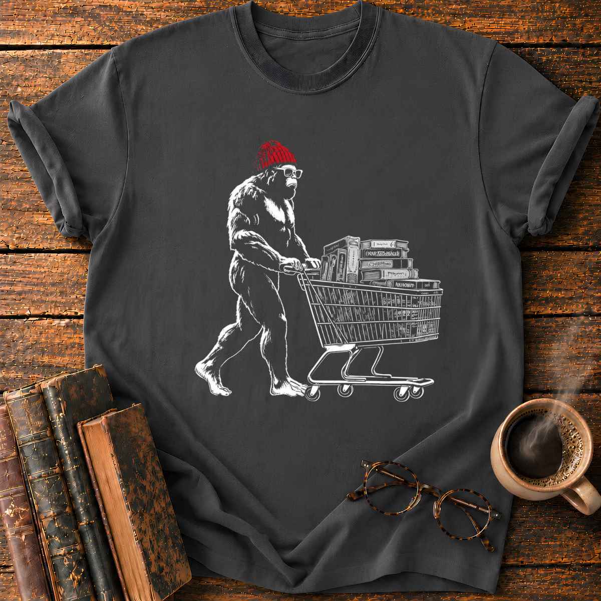 Bigfoot Book Cart T-Shirt