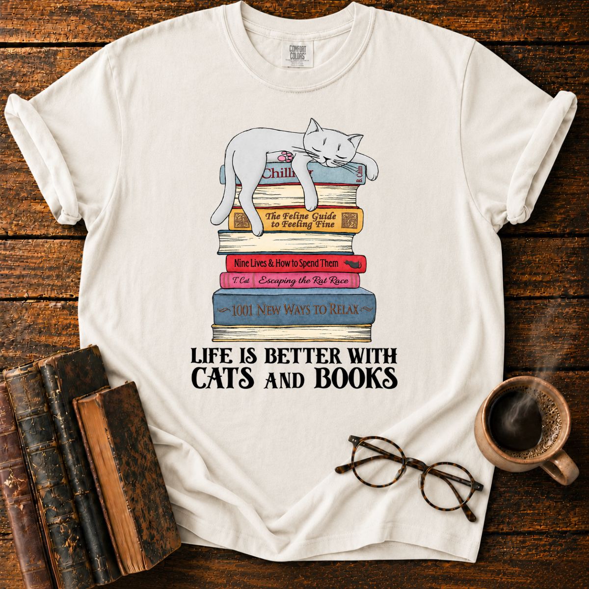 Life Is Better With Cats And Books T-Shirt