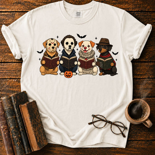 Four Halloween Dogs Reading Together T-Shirt