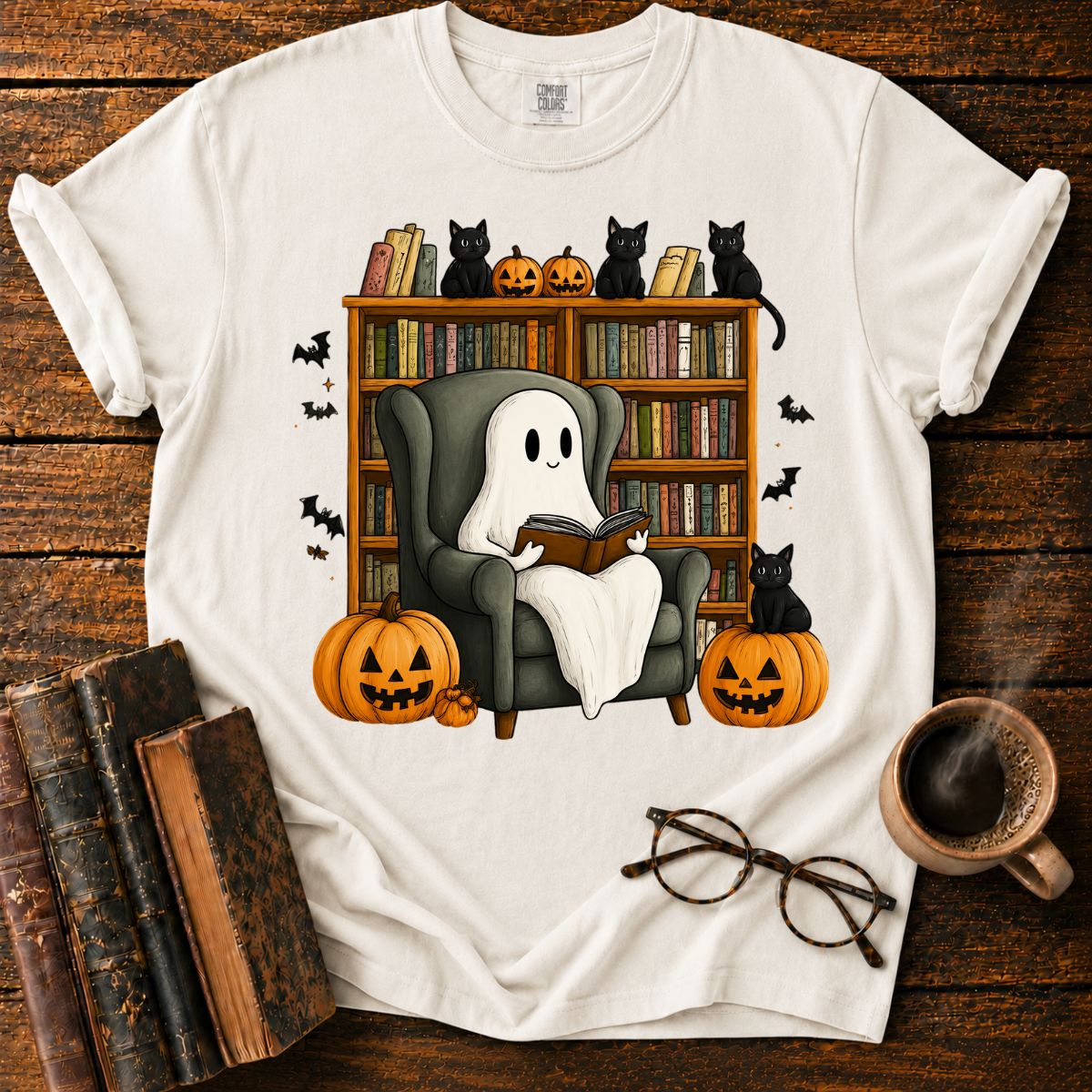 Reading Ghost Library Halloween T-Shirt