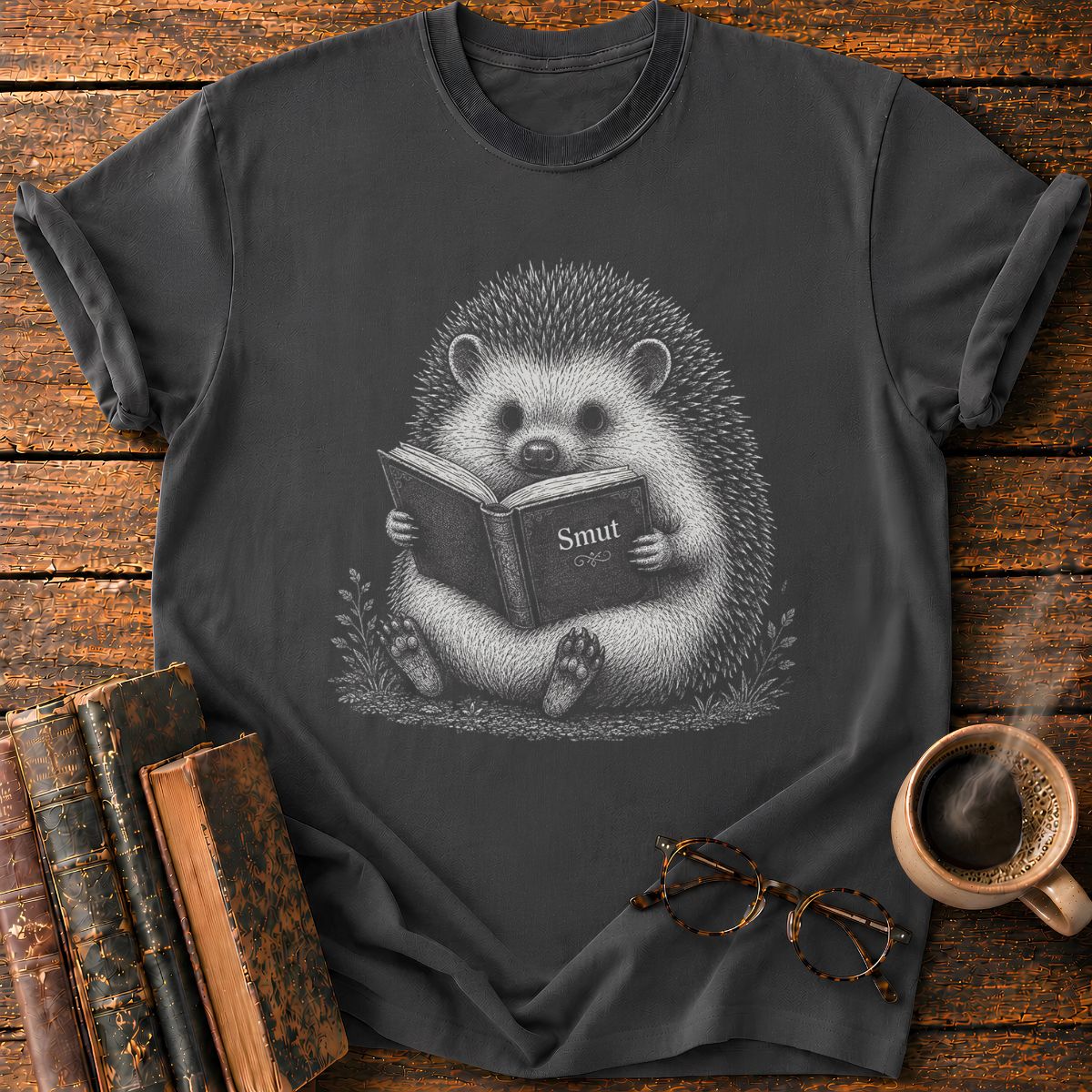 Hedgehog Reading A Book T-Shirt