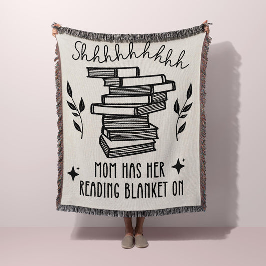 Shhh Mom Reading Woven Blanket