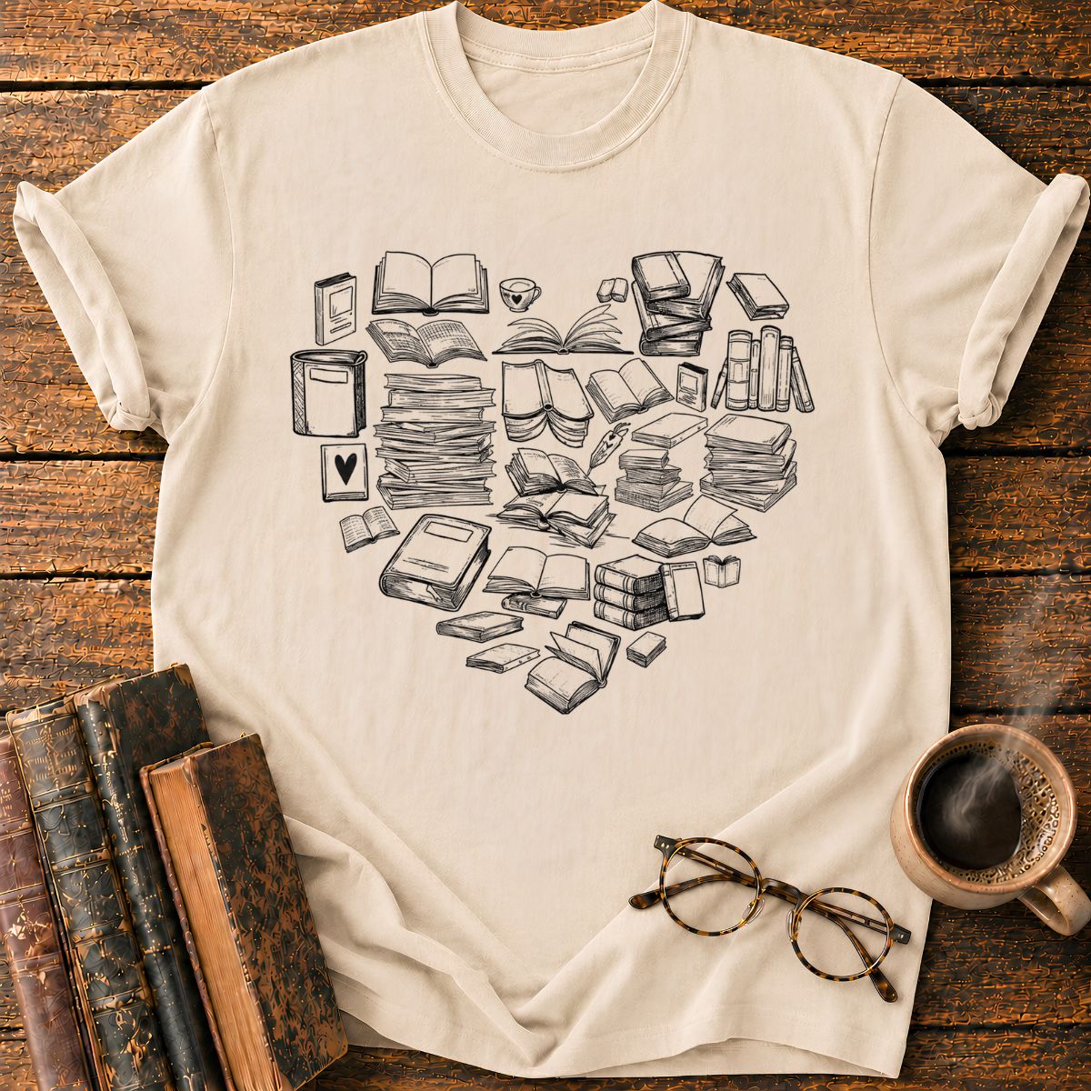 Heart of Books and Tea T-Shirt