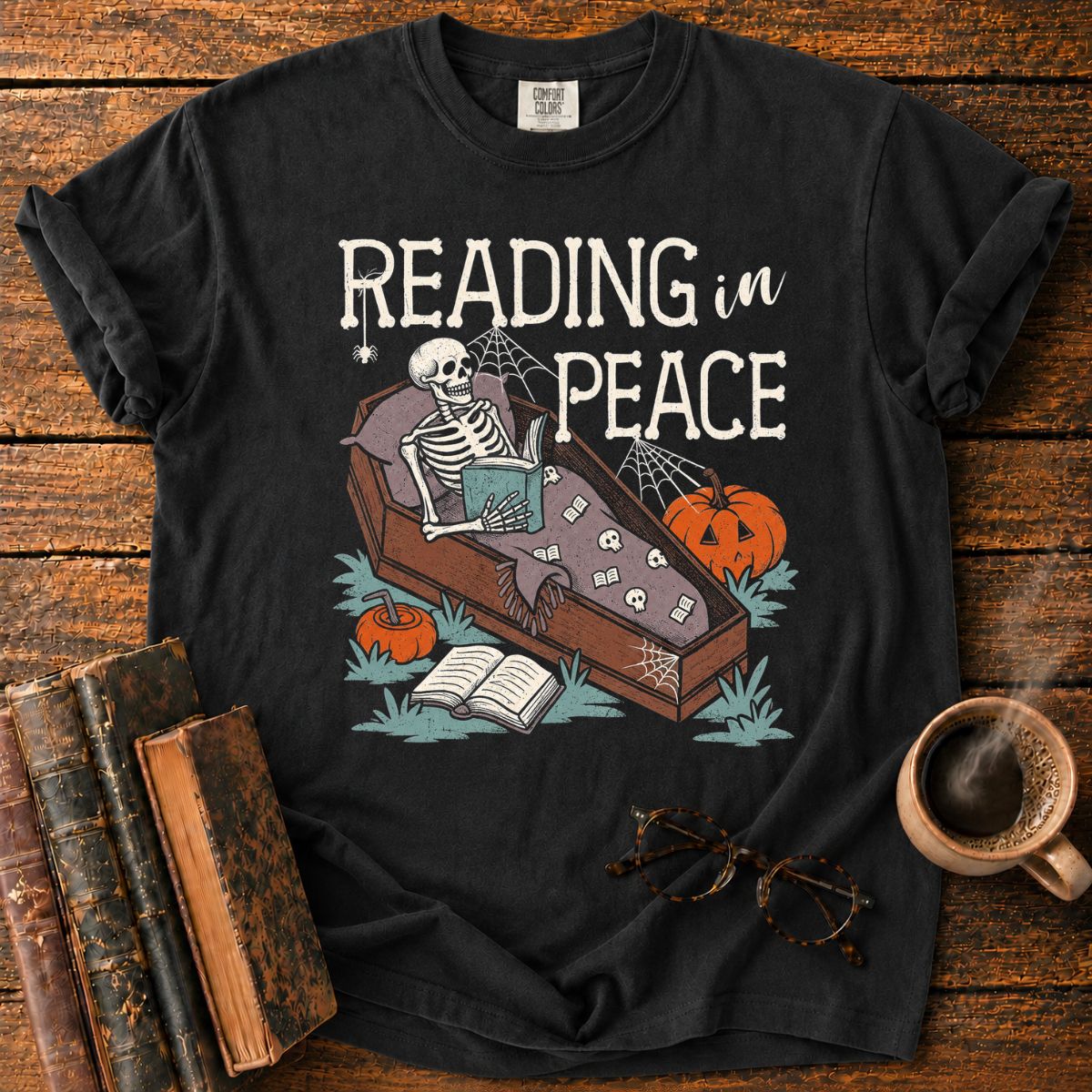 Reading in Peace Skeleton T-Shirt