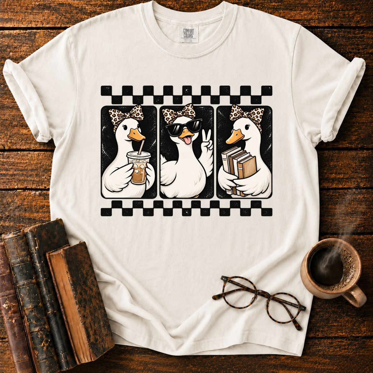 Cute Duck With Books T-Shirt