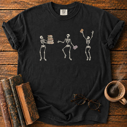 Dancing Skeletons with Books T-Shirt