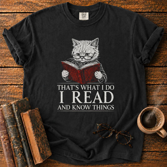 Cat Reading Vintage T-Shirt
