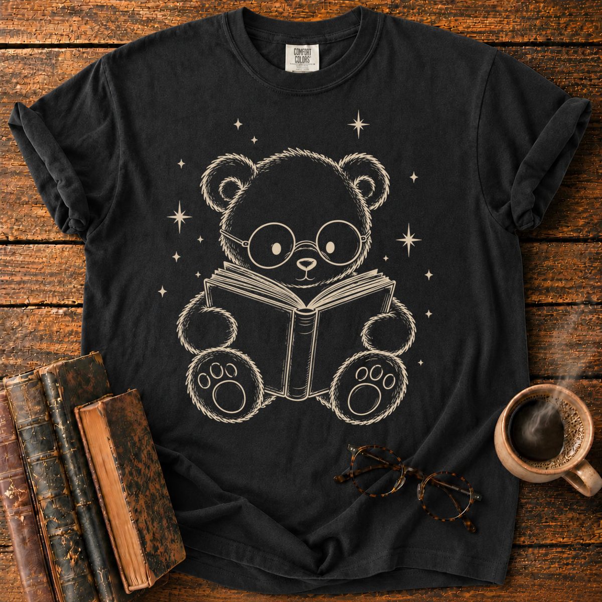 Teddy Bear Reading Under Stars T-Shirt
