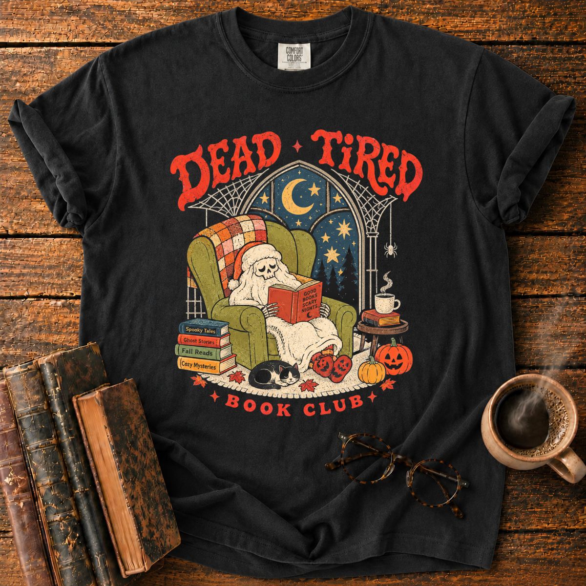 Dead Tired Book Club Skeleton T-Shirt