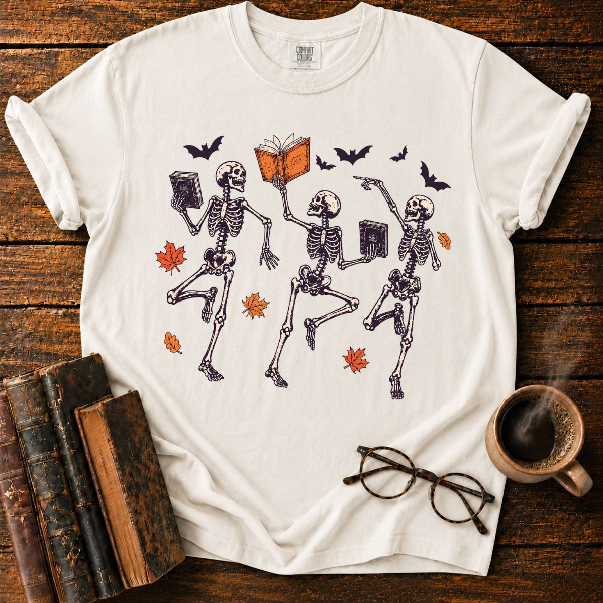 Dancing Skeletons with Haunted Books T-Shirt