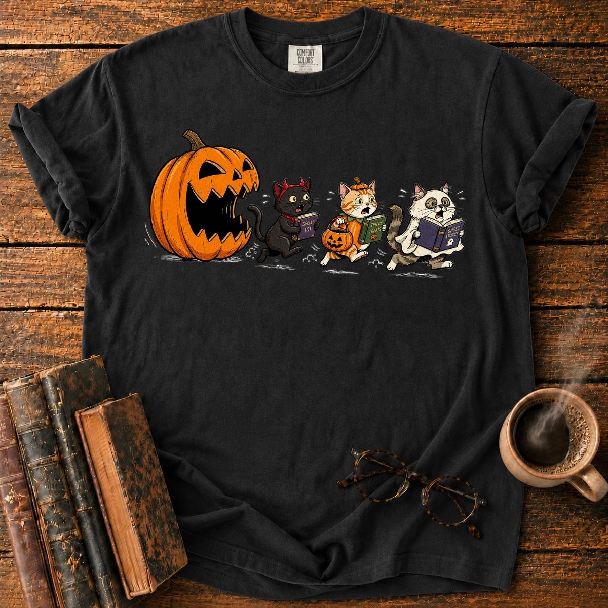 Pumpkin Chase_ Halloween Cat Chaos T-Shirt