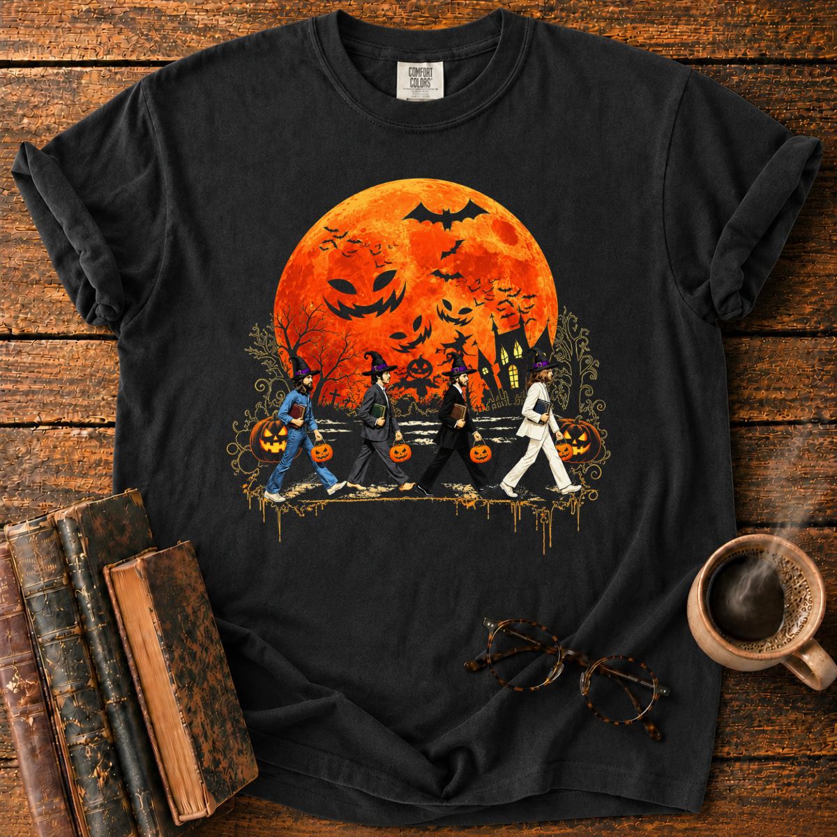 Four Witch-Hatted Walkers with Books T-Shirt