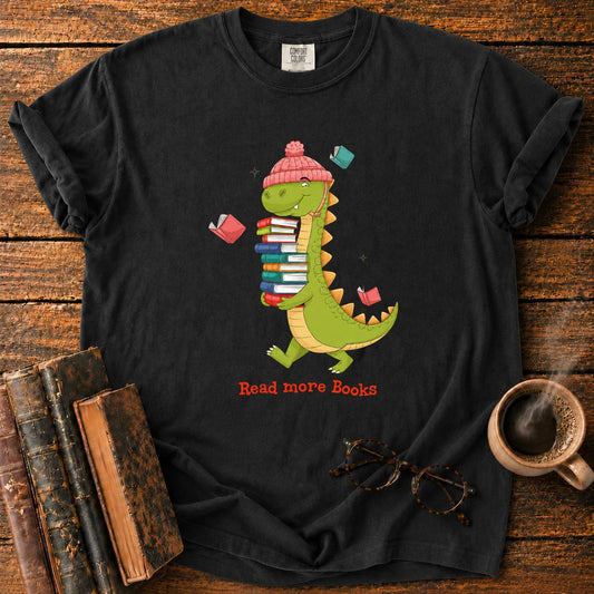 Dinosaur With Books T-Shirt