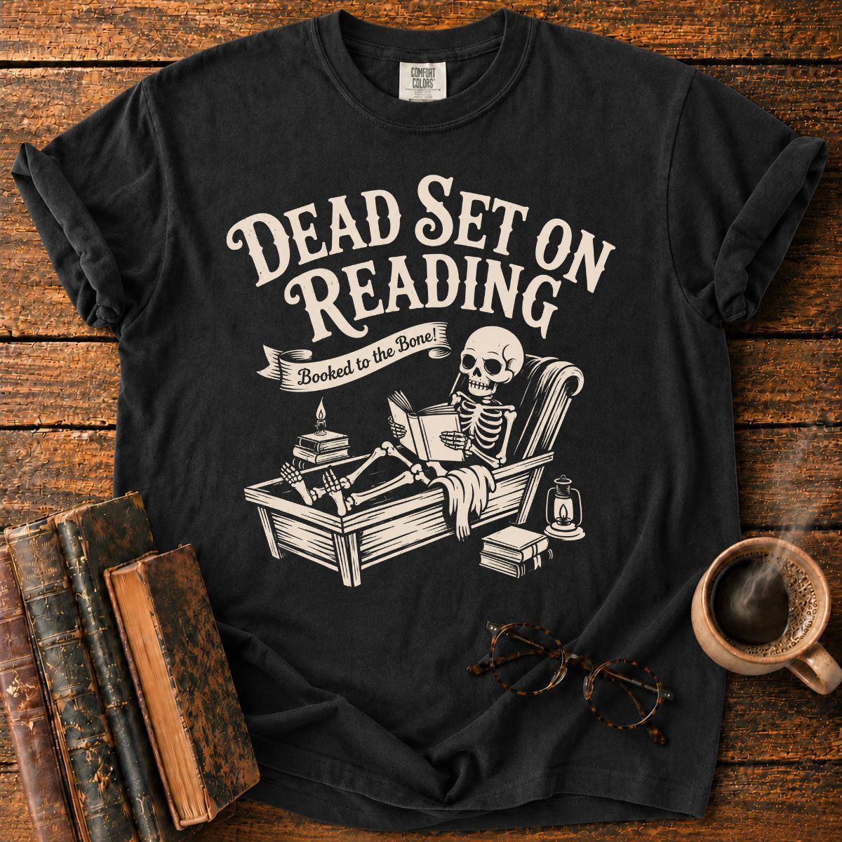 Dead Set On Reading Skeleton T-Shirt