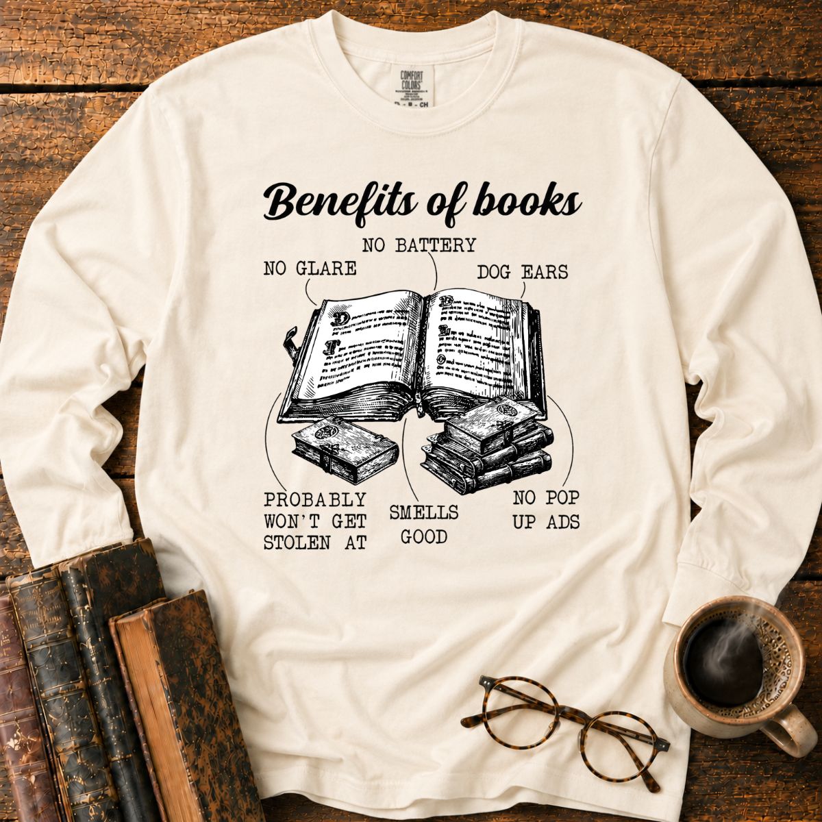 Funny Benefits Of Books Diagram LS T-Shirt