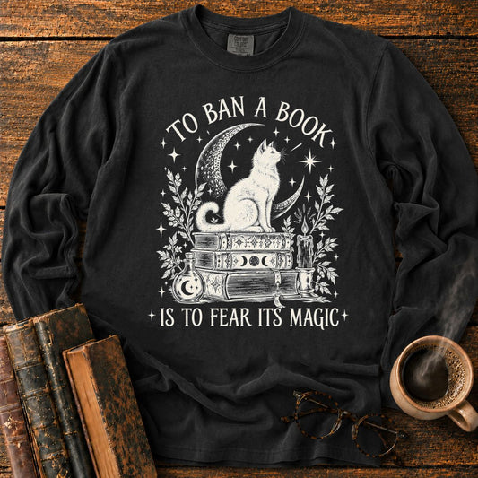Mystical Cat and Book Magic LS T-Shirt