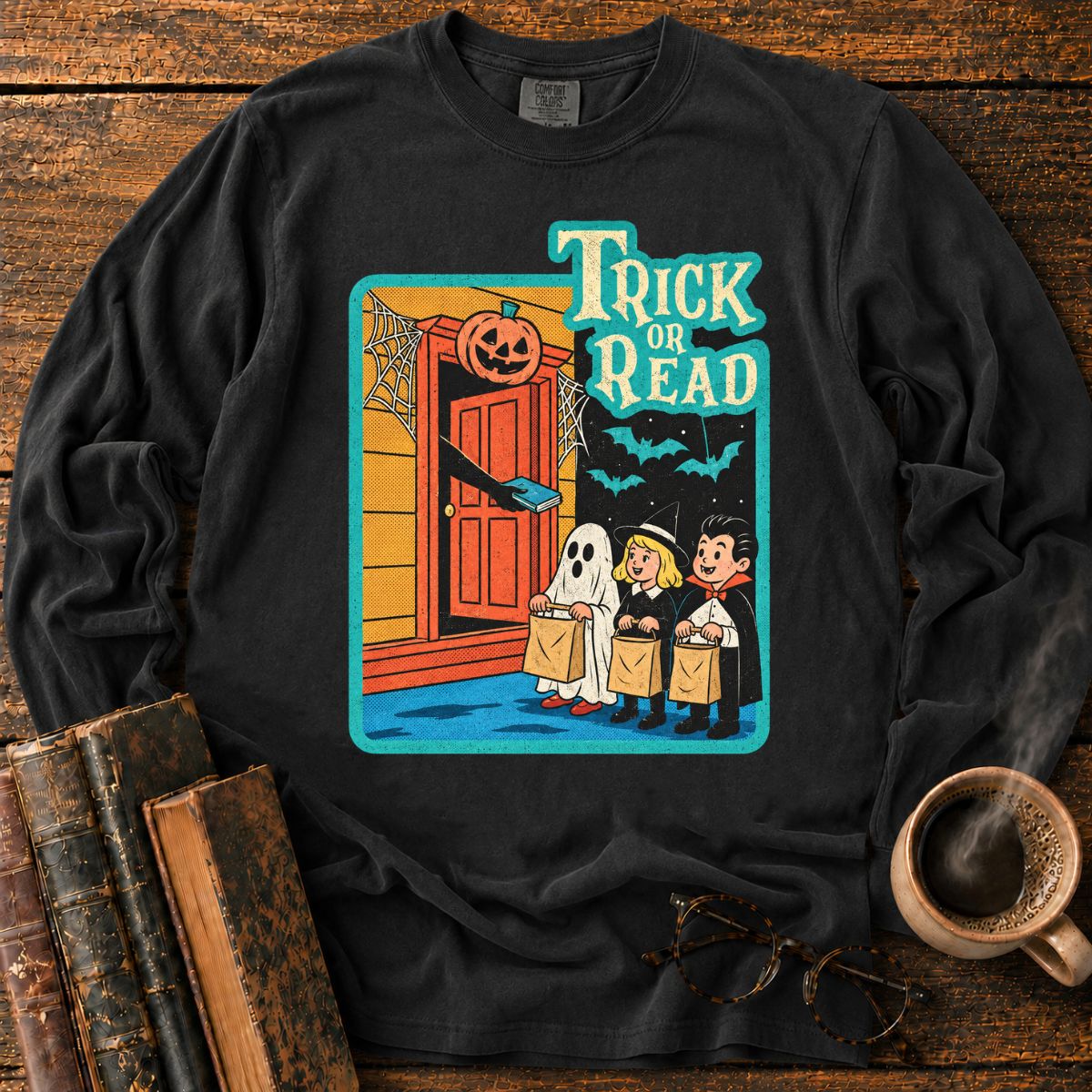 Retro Trick Or Read Halloween LS T-Shirt