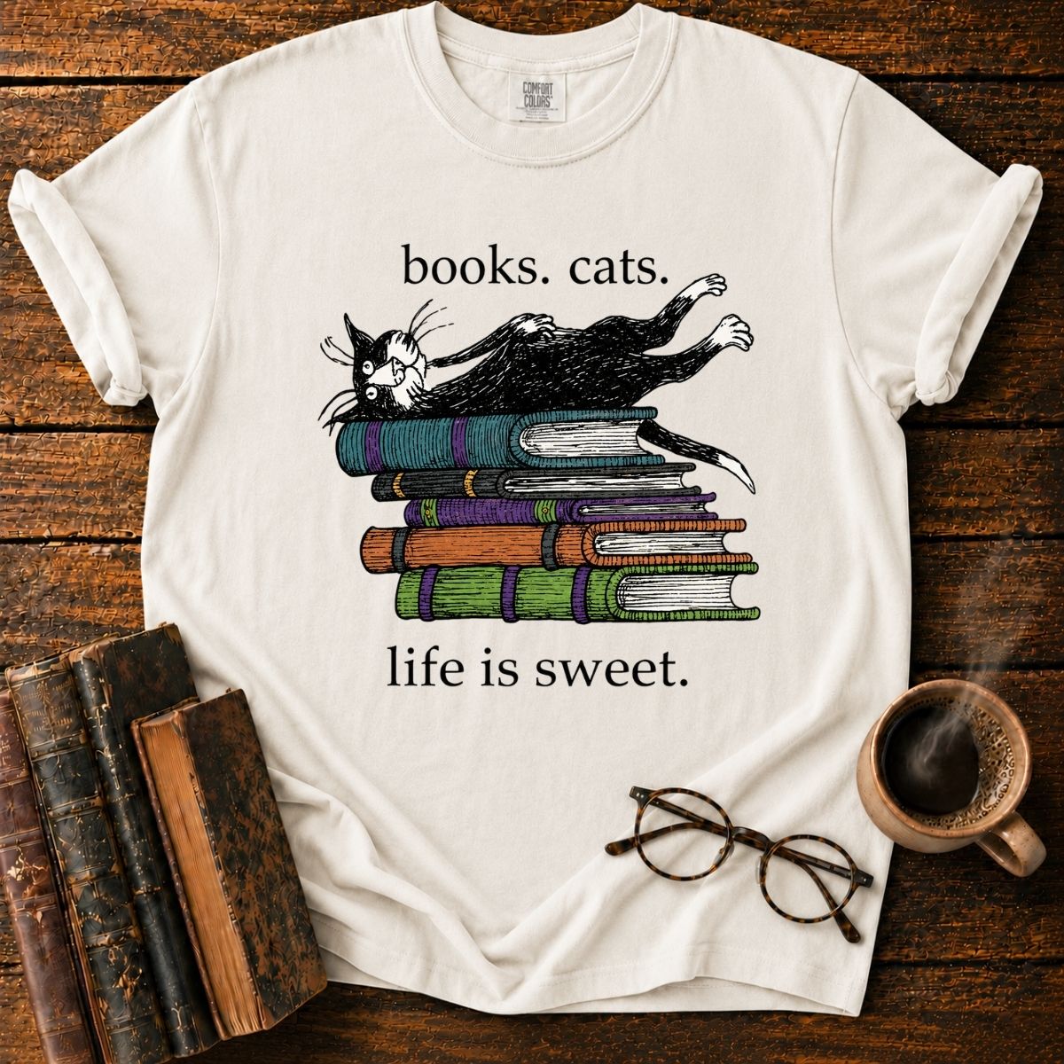 Books, Cats, and Sweet Life T-Shirt