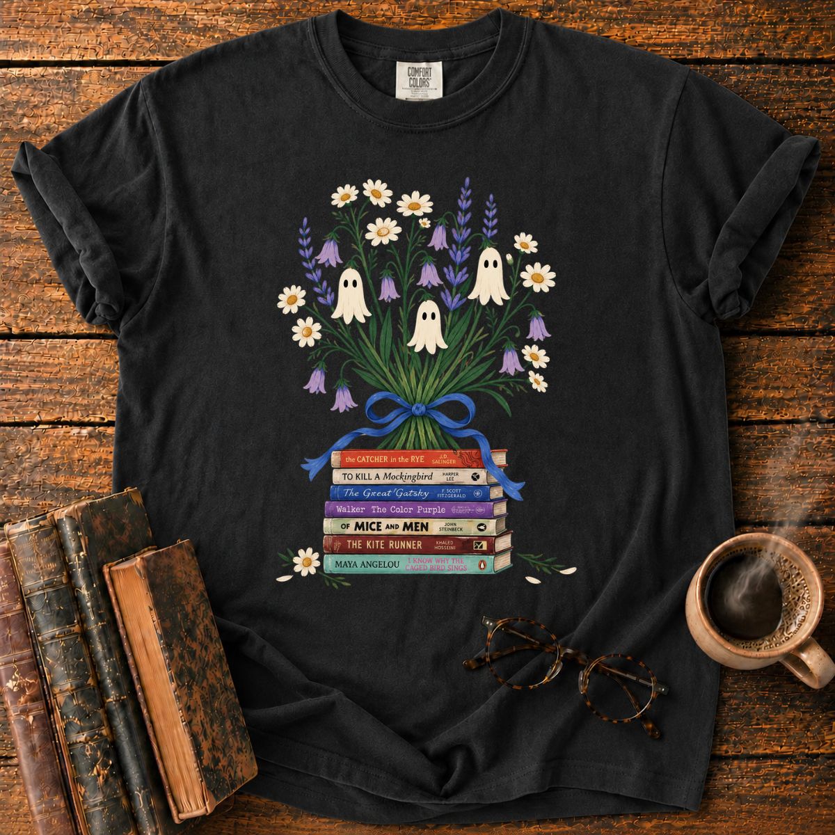 Ghost Flower Book Bouquet T-Shirt