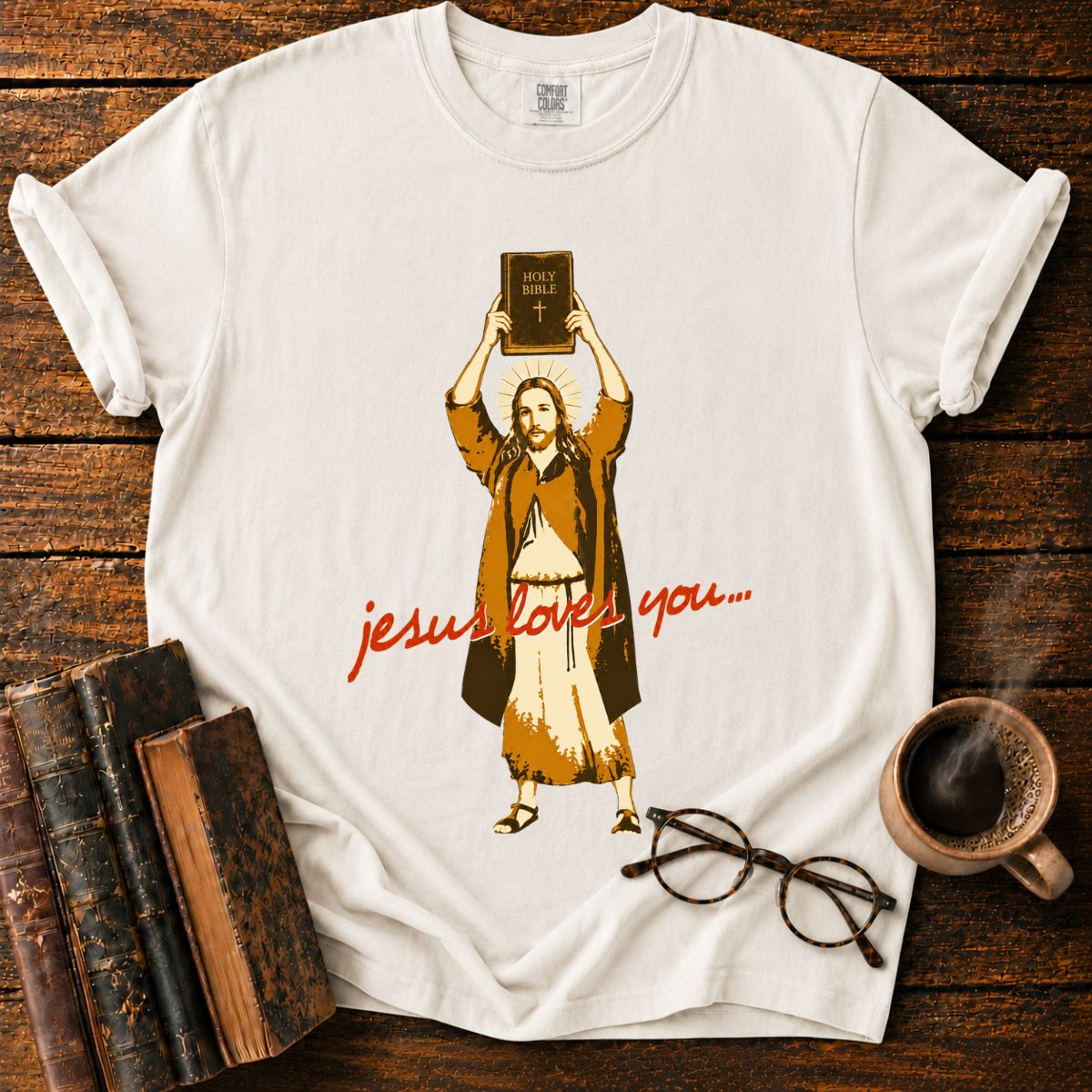 Jesus with Holy Bible T-Shirt