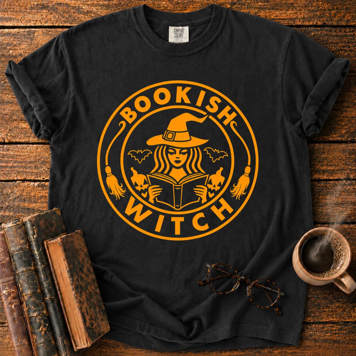 Bookish Witch Halloween Emblem T-Shirt