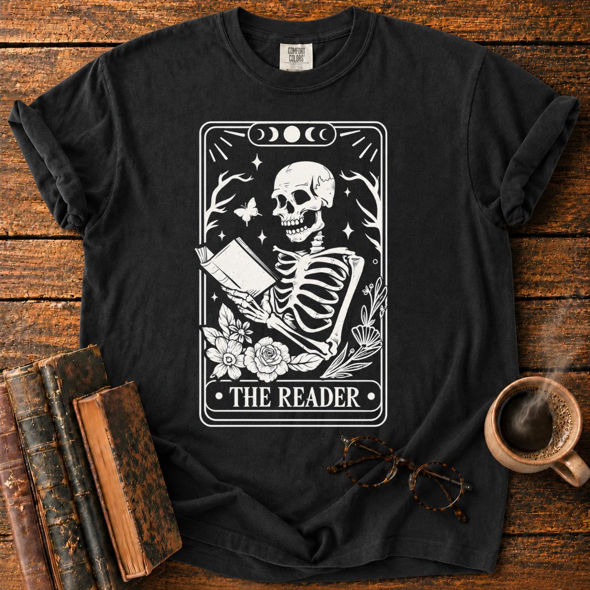 The Reader Tarot Skeleton T-Shirt