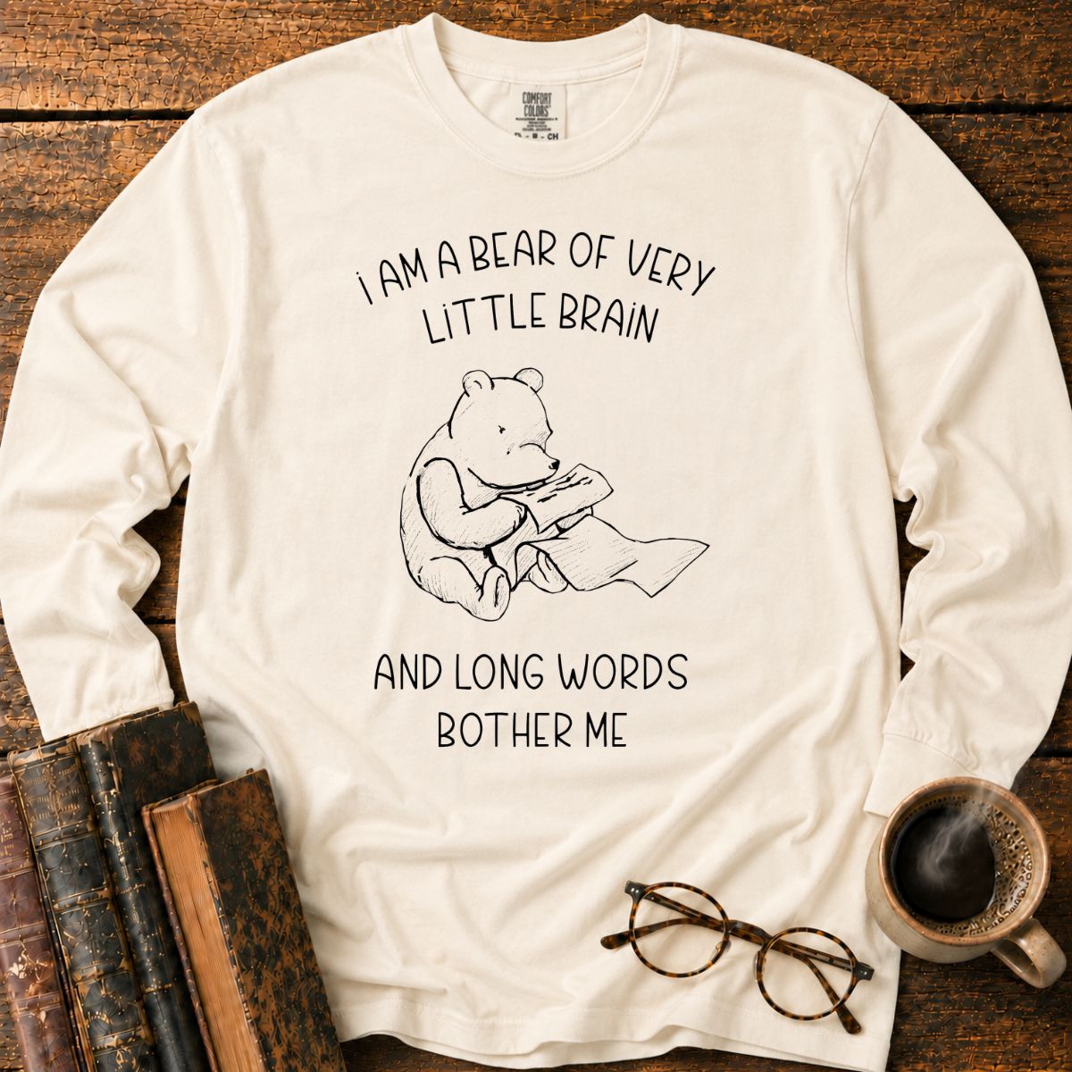 Bear Of Little Brain Sketch LS T-Shirt