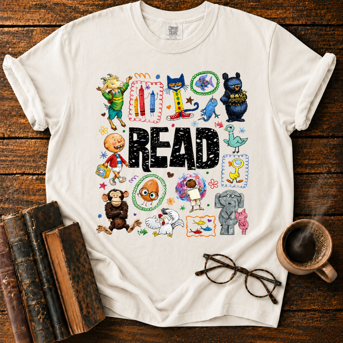 Whimsical Children’s Reading Collage T-Shirt
