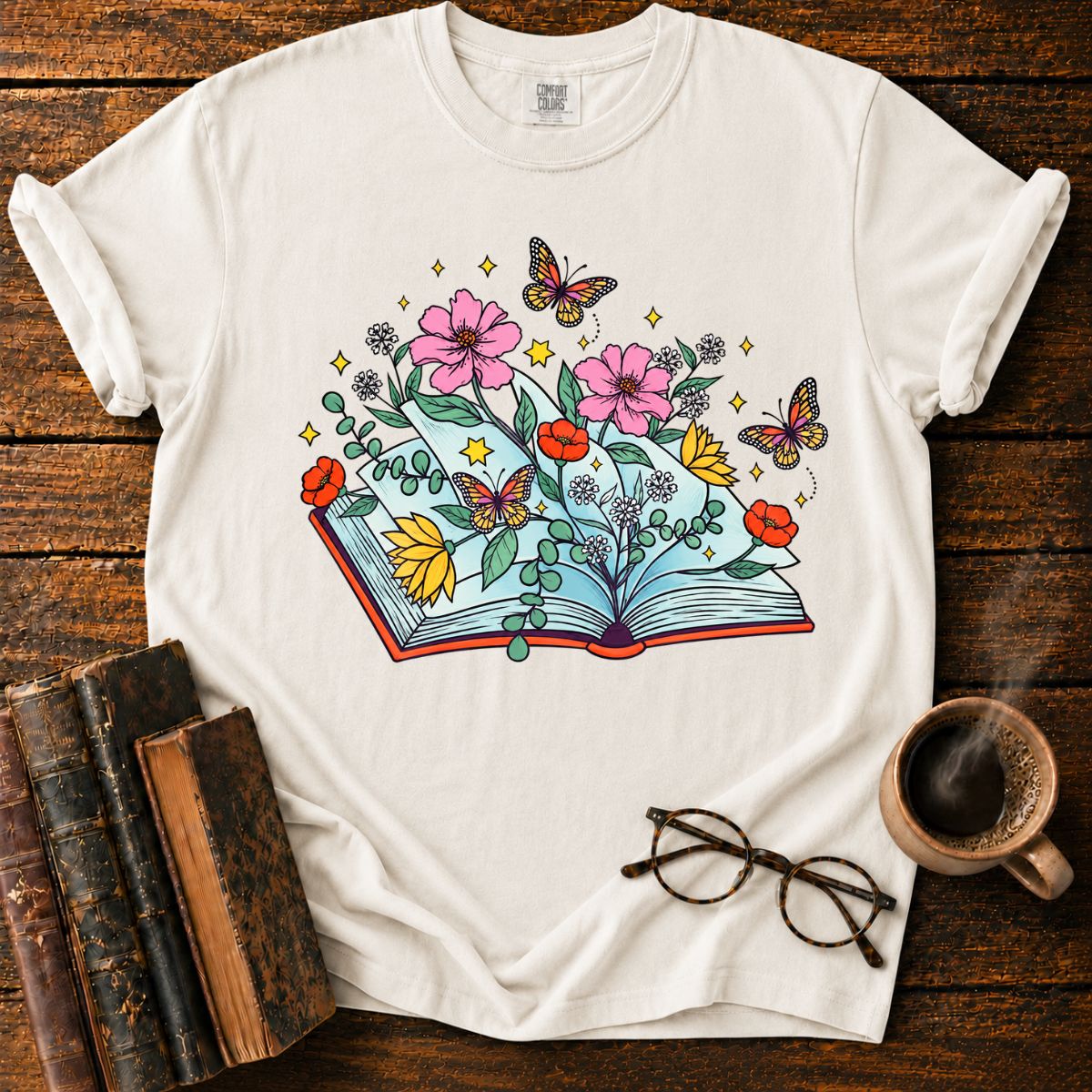 Wildflower Book Butterfly Bookish T-Shirt