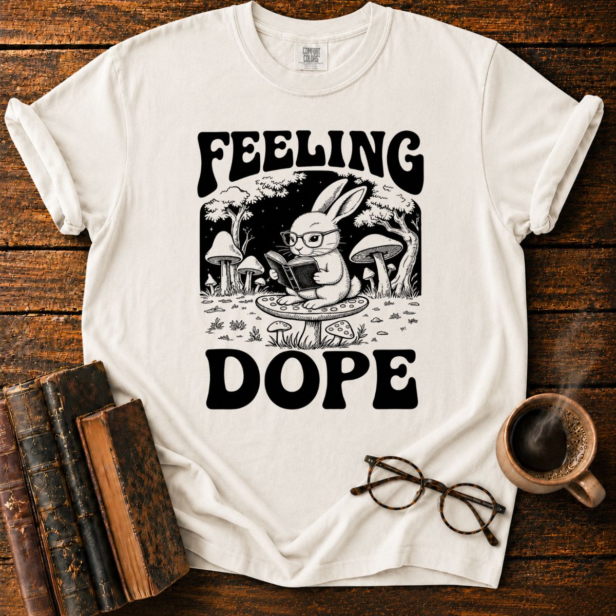Feeling Dope_ Moonlit Rabbit Reader T-Shirt