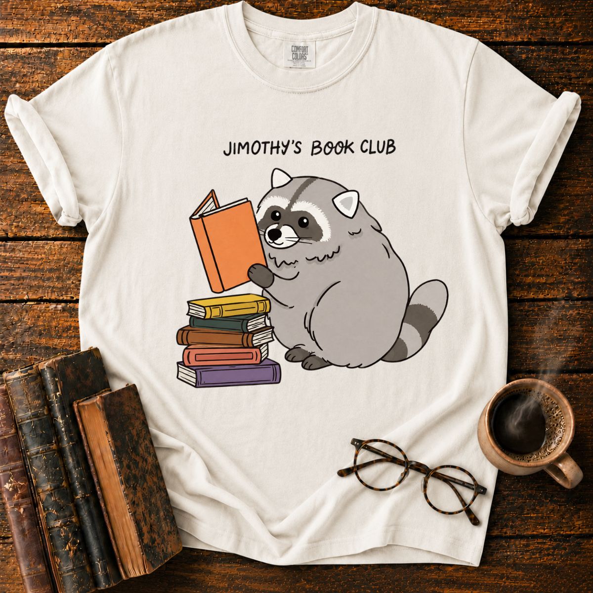 Raccoon Book Club Cute Reading T-Shirt
