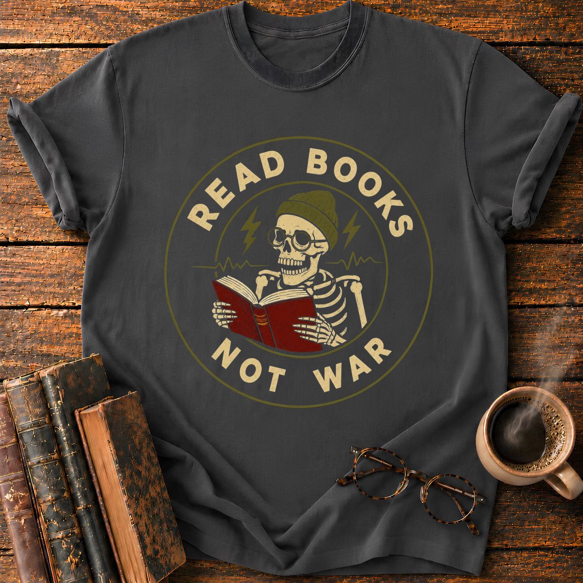 Read Books Not War Badge T-Shirt
