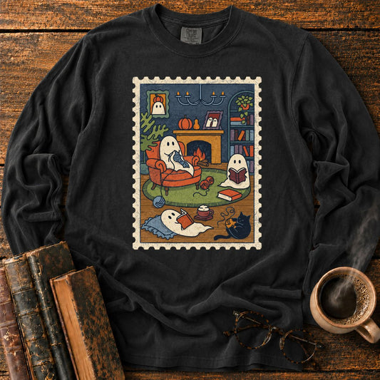 Cozy Ghosts Library LS T-Shirt