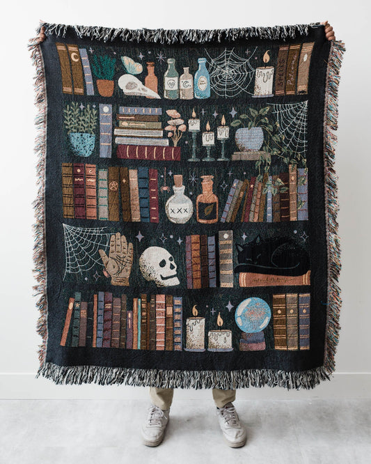 Witchy Bookshelf Woven Blanket