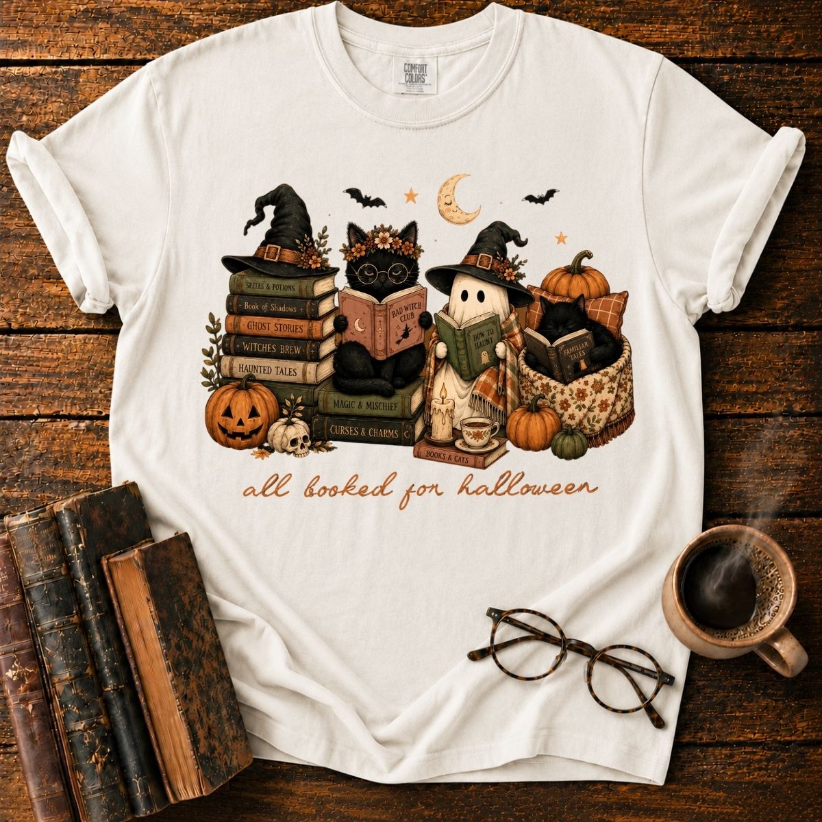 Cozy Halloween Book T-Shirt