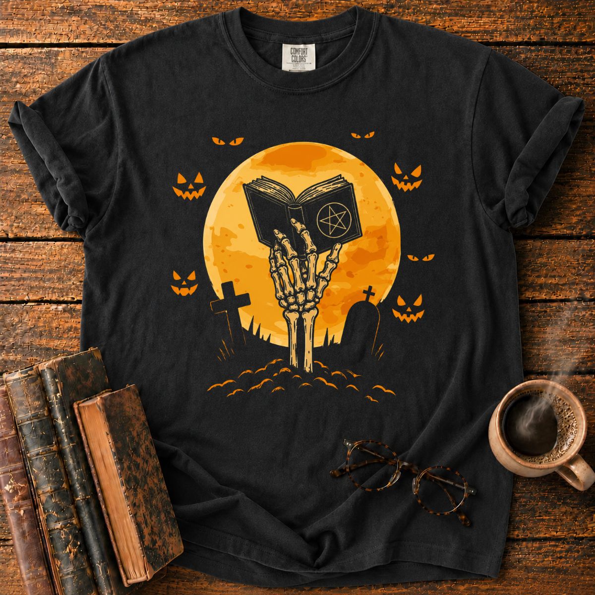 Skeletal Hand Beneath the Haunted Moon T-Shirt