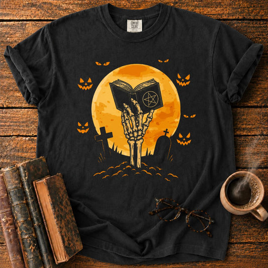 Skeletal Hand Beneath the Haunted Moon T-Shirt