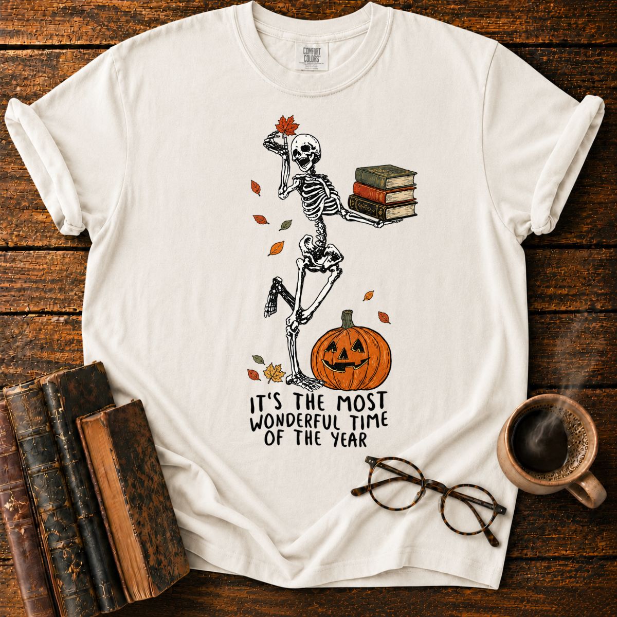 Dancing Skeleton’s Autumn Book Parade T-Shirt