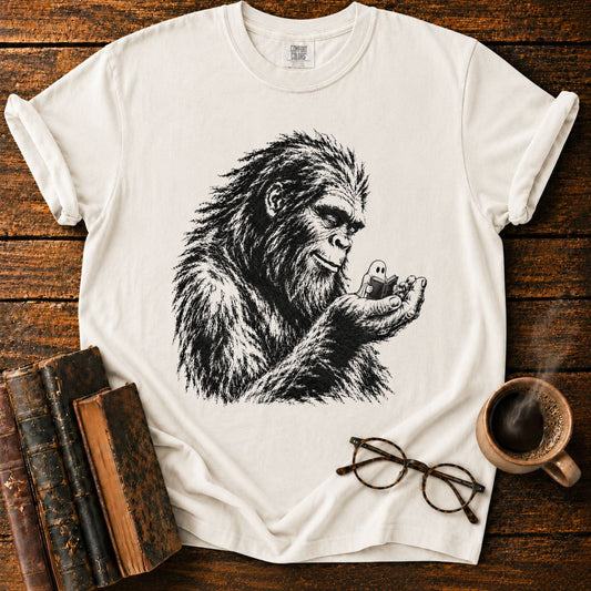 Gentle Sasquatch Reading with Ghost T-Shirt