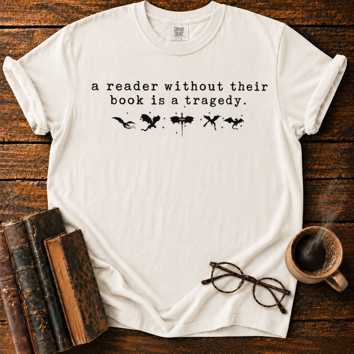 Vintage Bookish Dragon Quote T-Shirt
