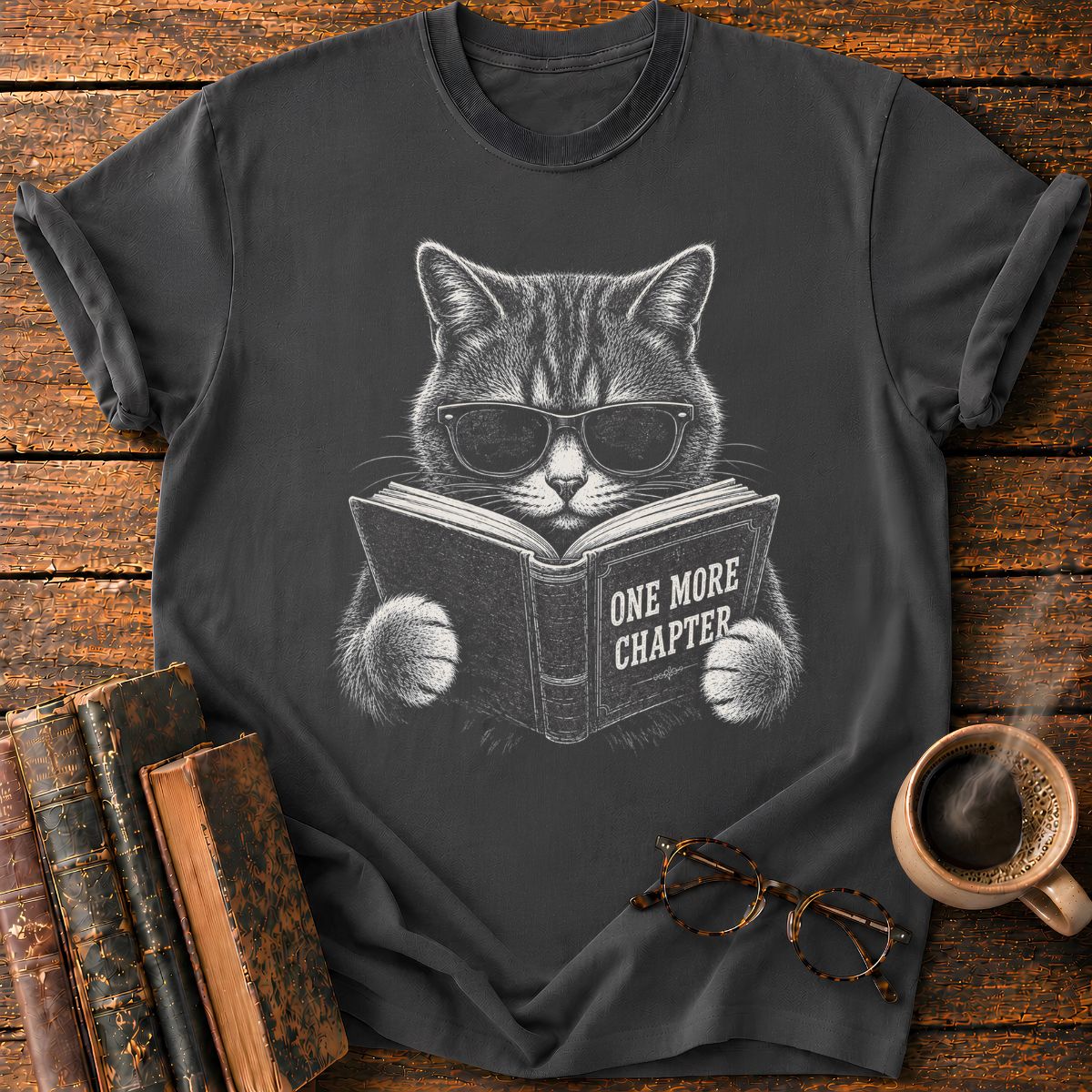 Cool Cat Reading One More Chapter T-Shirt