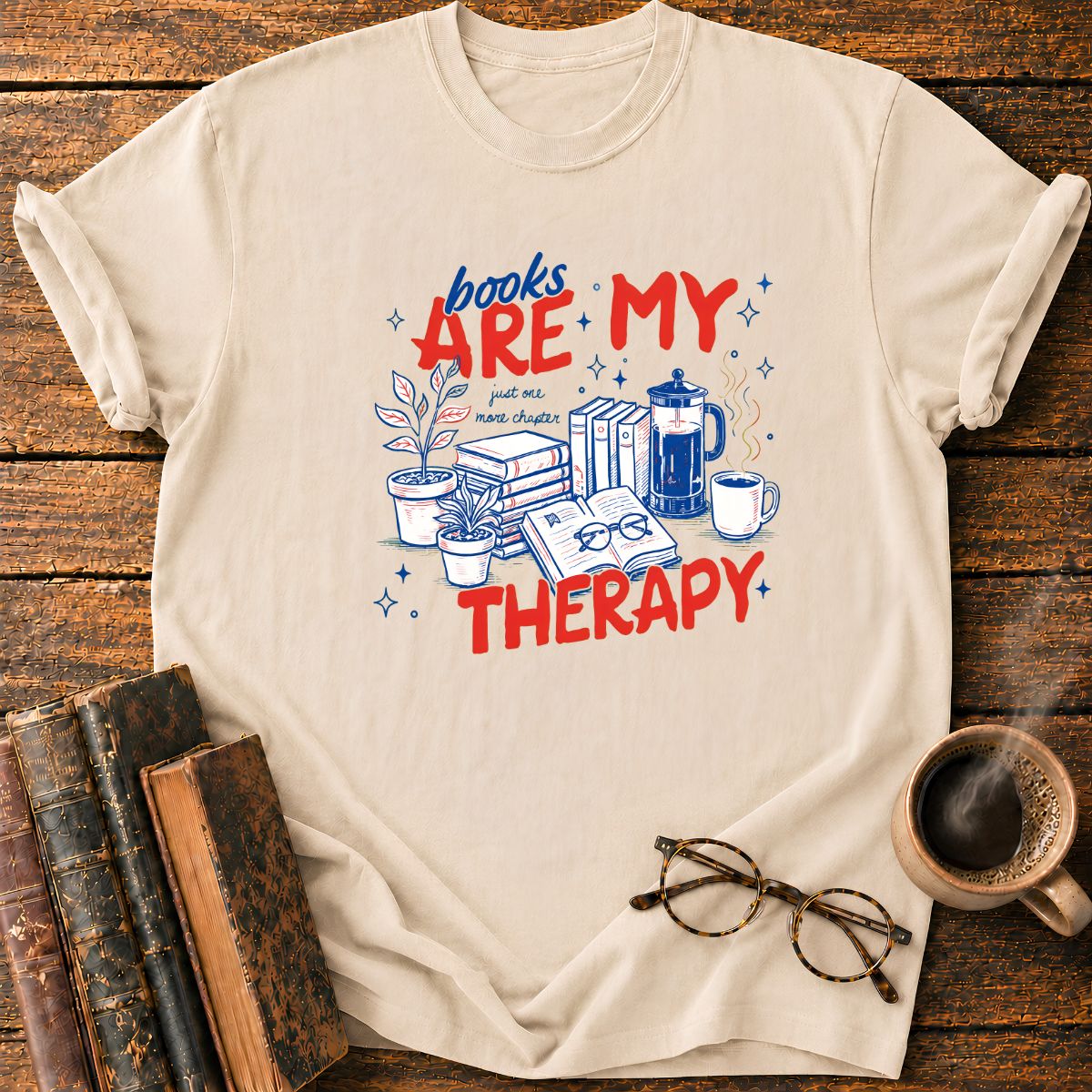 Books, Coffee and Therapy T-Shirt