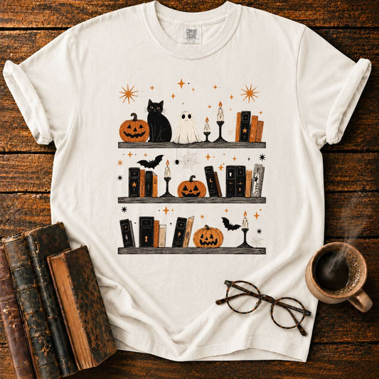 Spooky Halloween Bookshelf Display T-Shirt