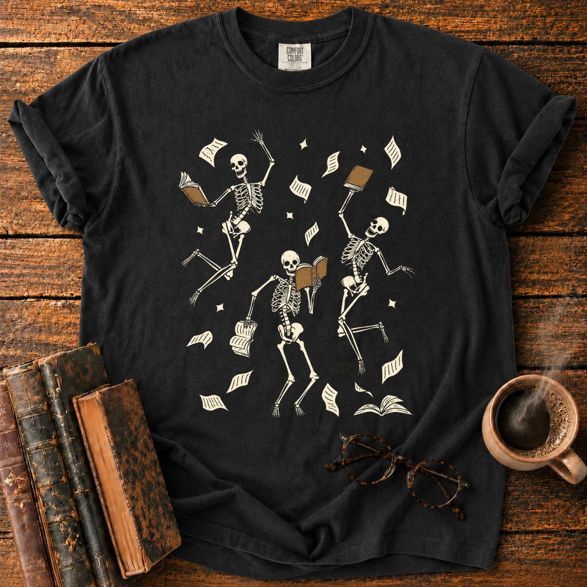 Dancing Skeletons Book Lover T-Shirt
