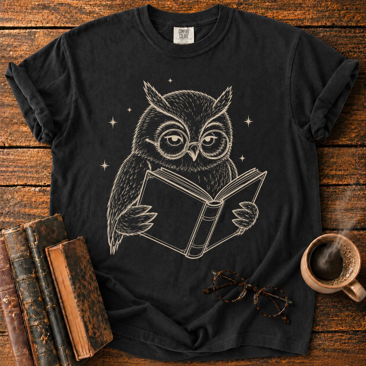 Wise Owl Reading by Starlight T-Shirt