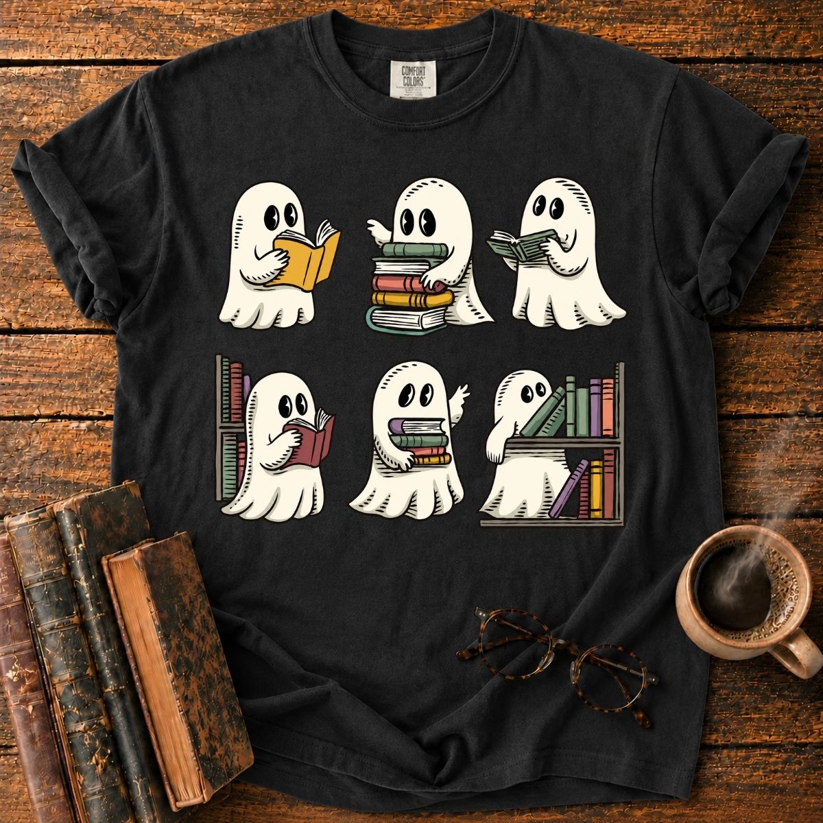 Cute Ghost Library Sticker Set T-Shirt