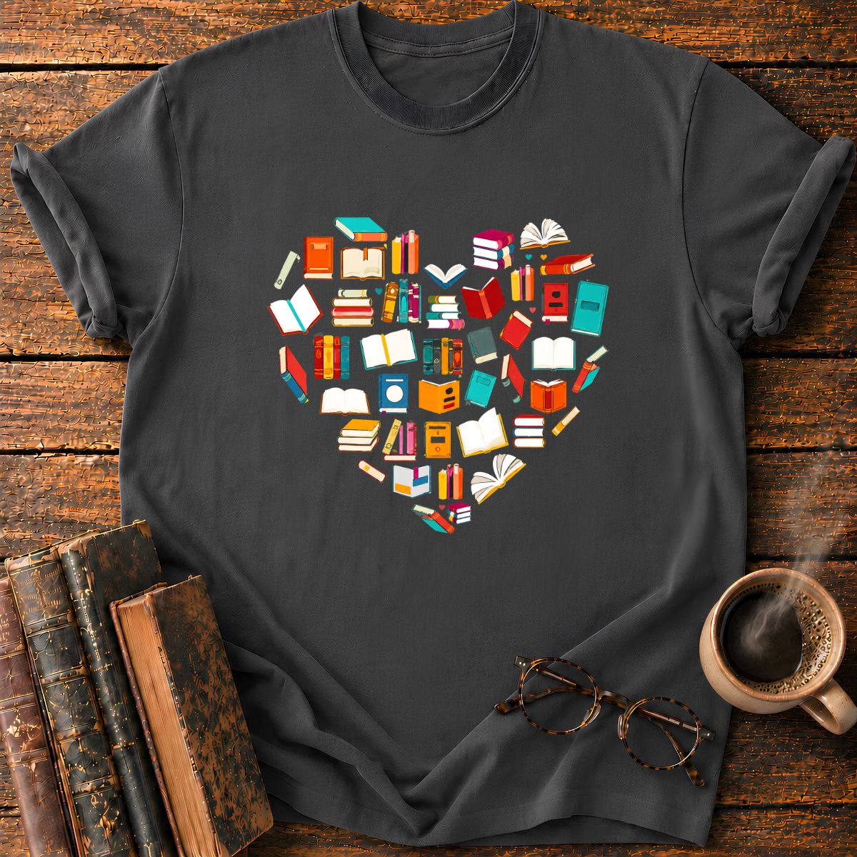Colorful Book Heart T-Shirt